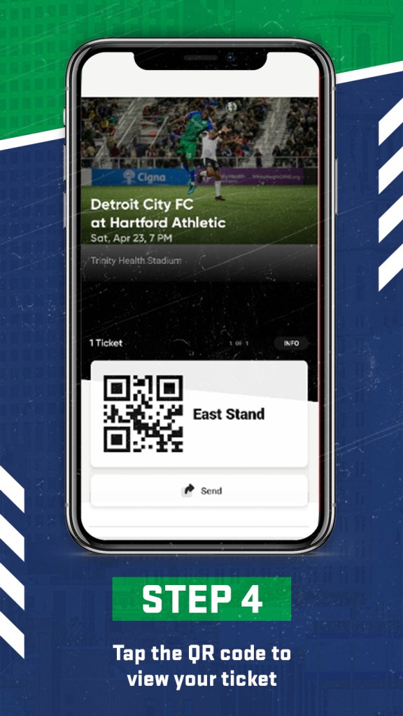 Hartford Athletic mobile ticketing with SeatGeek step 4: tap the QR code to view your ticket