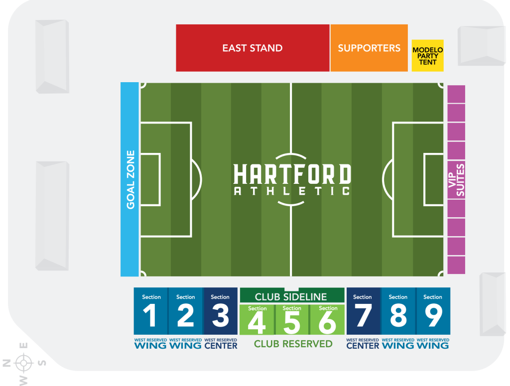 Trinity Health Stadium map of seating for Hartford Athletic
